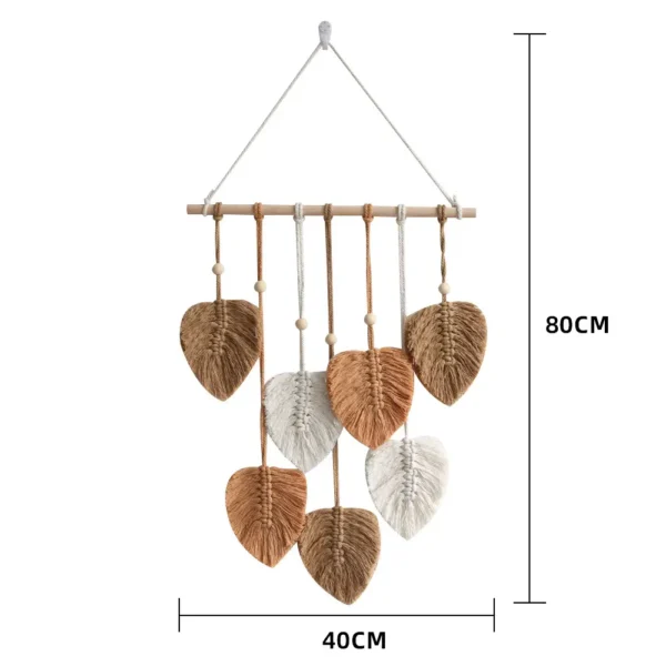 Leaf Macrame Wall Hanging - Brown - Image 2