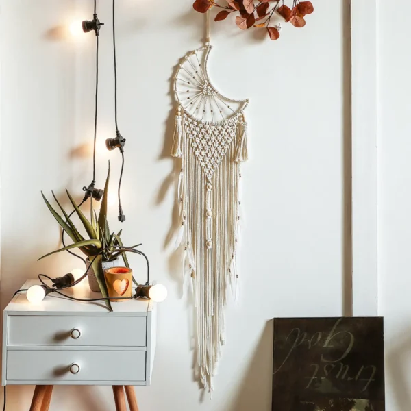 Moon Macrame Wall Hanging Dreamcatcher - Image 5