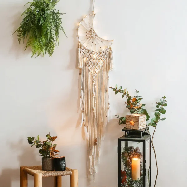 Moon Macrame Wall Hanging Dreamcatcher - Image 4