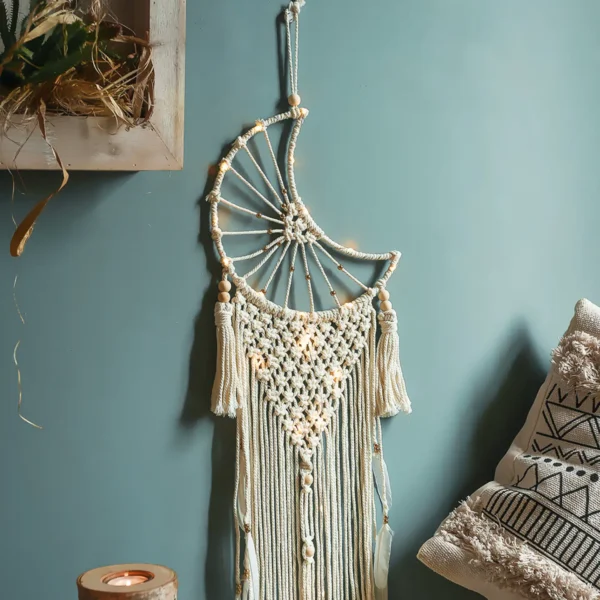 Moon Macrame Wall Hanging Dreamcatcher - Image 3