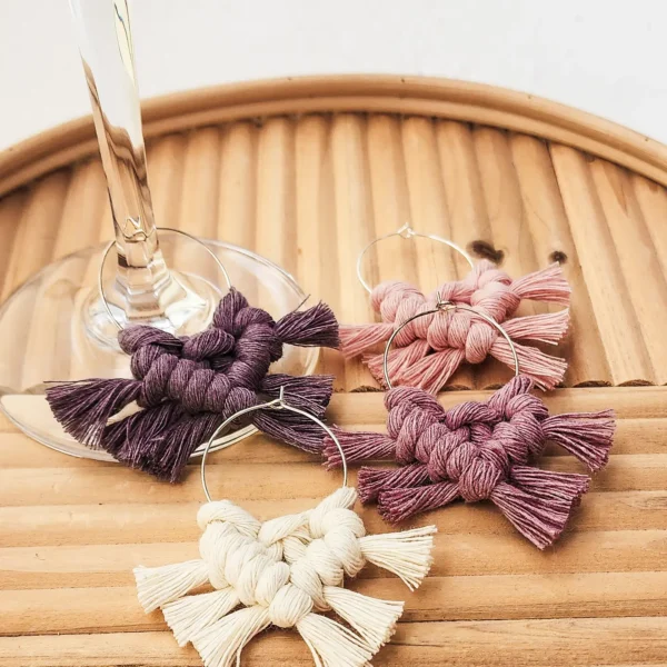 Macrame Wine Glass Charms - Sunsets - Image 3