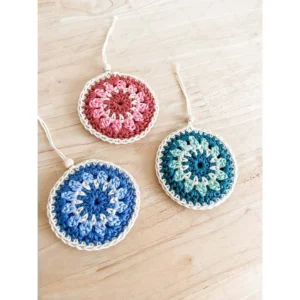 Set of 3 Crochet Mandala Ornaments - Green