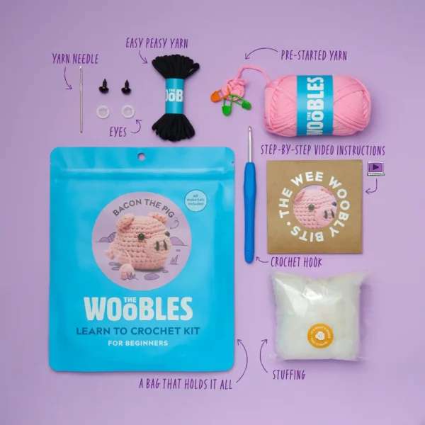 Wooble - Bacon the Pig Beginner Crochet Kit - Image 2